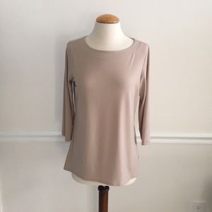 Susan Graver NWOT XS Tan Tunic Top 3/4 sleeves